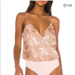 Lovers + Friends Leo Cami Bodysuit Blush Pink Cream Medium